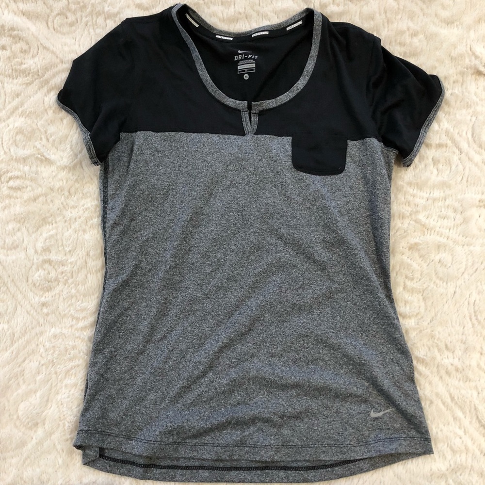 NIKE✔️ Black & Grey Dri-Fit Running Top